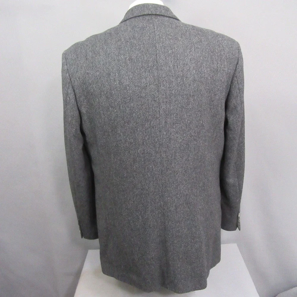 Hugo‎ Boss Mens Tweed Sport Coat 44L Gray Birdseye 3 Button Virgin Wool Ventless